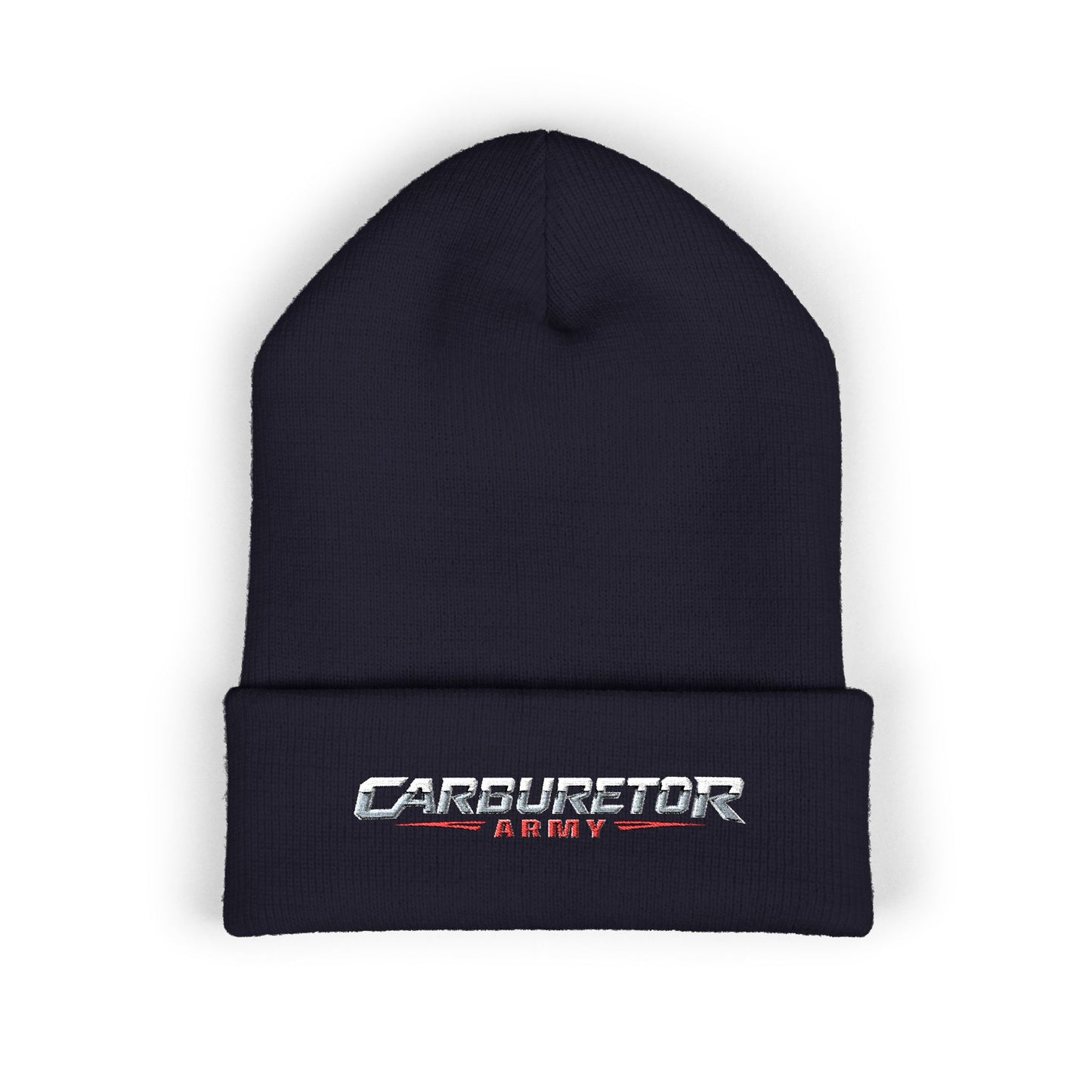 Cuffed Beanie — Carburetor Army Embroidered Logo Winter Hat