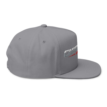 Flat Bill Cap — "Carburetor Army" Embroidered Snapback Hat