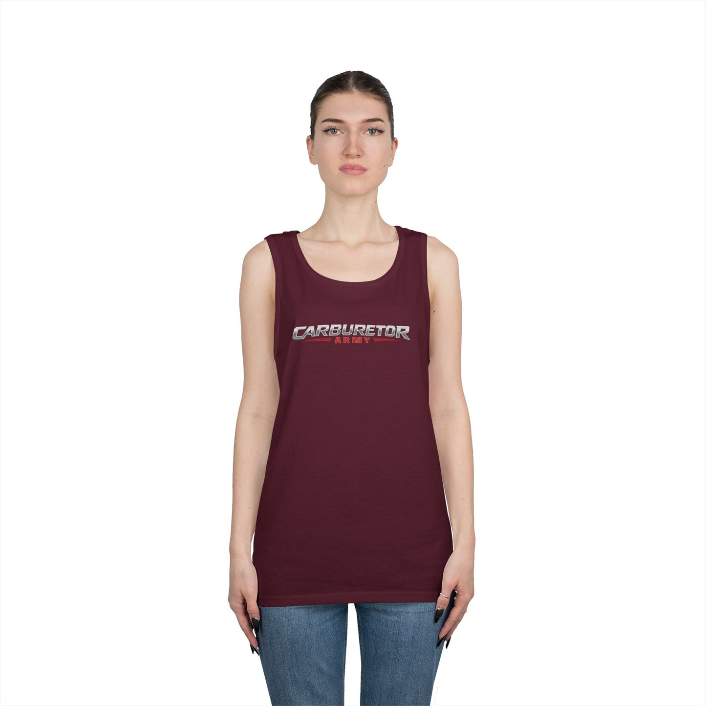 Carburetor Remix Tank Top — Minimalist Retro Racing Logo Tank