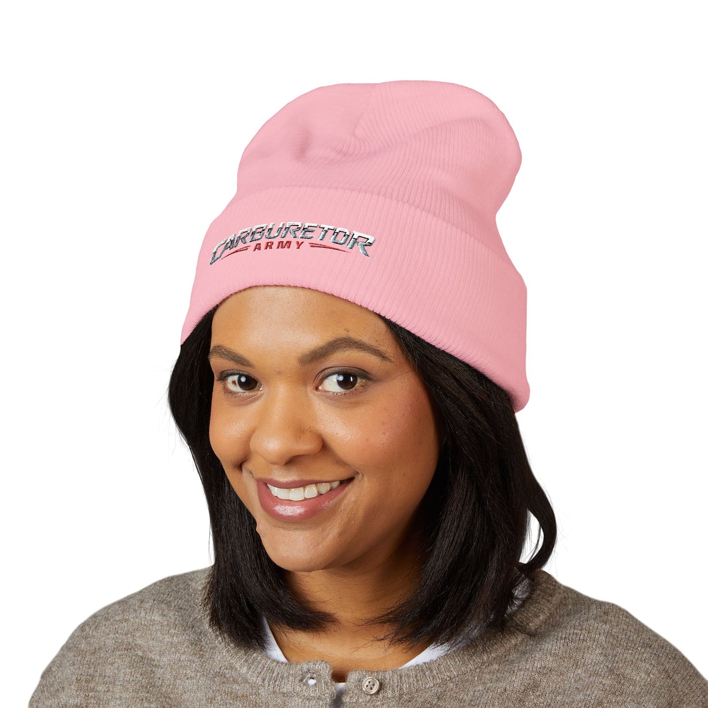 Cuffed Beanie — Carburetor Army Embroidered Logo Winter Hat