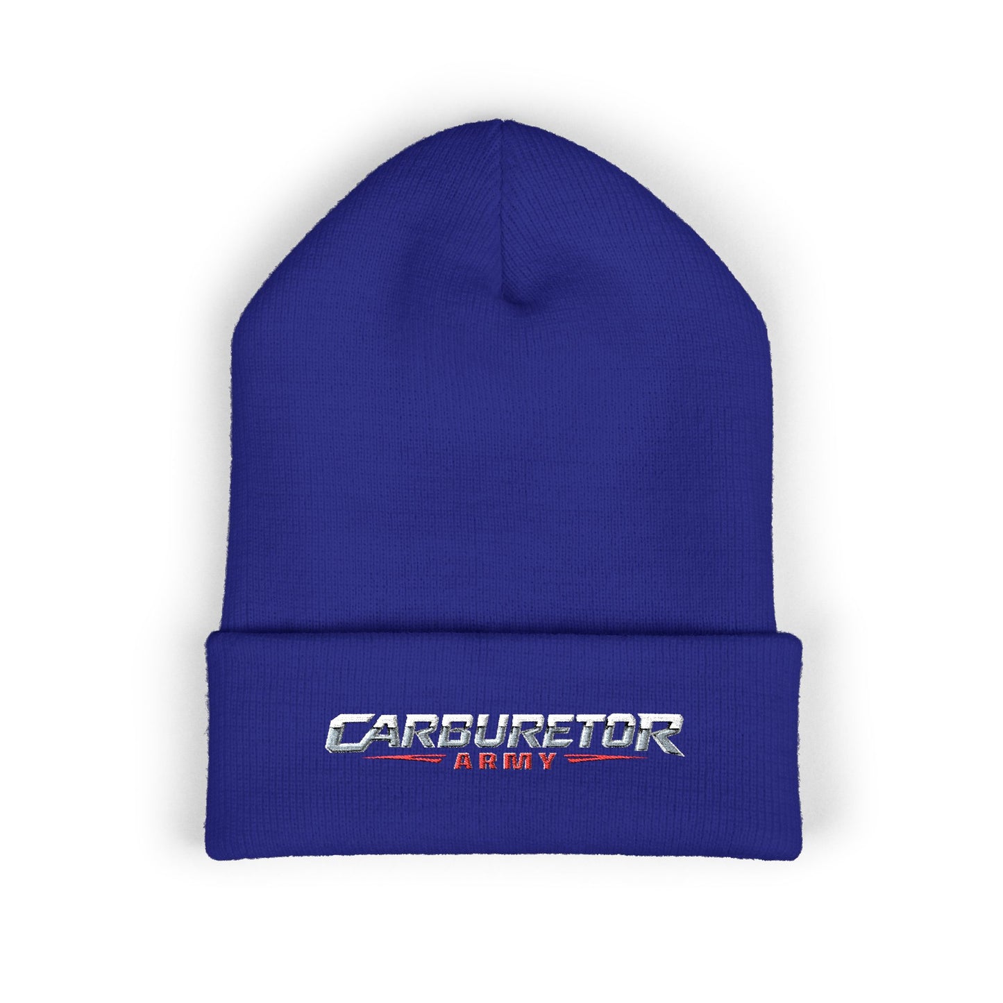 Cuffed Beanie — Carburetor Army Embroidered Logo Winter Hat