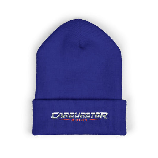 Cuffed Beanie — Carburetor Army Embroidered Logo Winter Hat