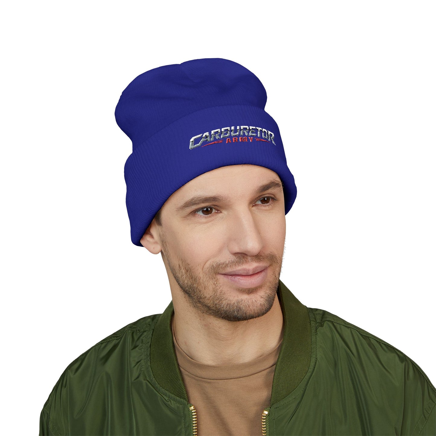 Cuffed Beanie — Carburetor Army Embroidered Logo Winter Hat