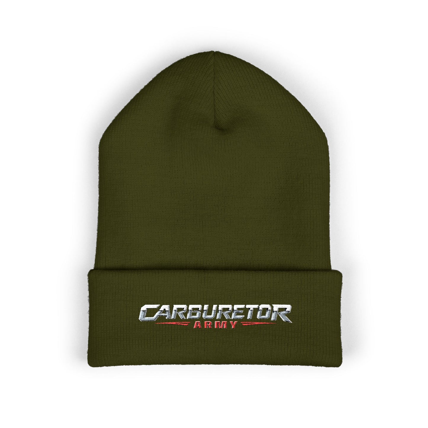Cuffed Beanie — Carburetor Army Embroidered Logo Winter Hat