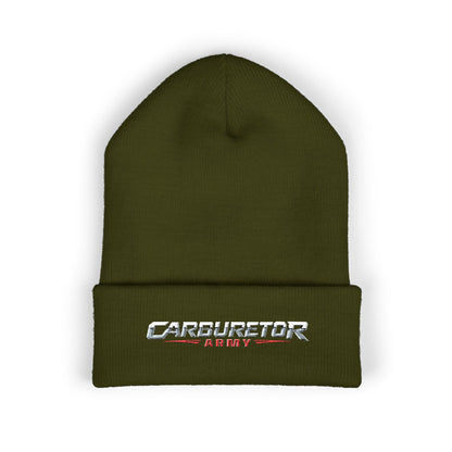 Cuffed Beanie — Carburetor Army Embroidered Logo Winter Hat