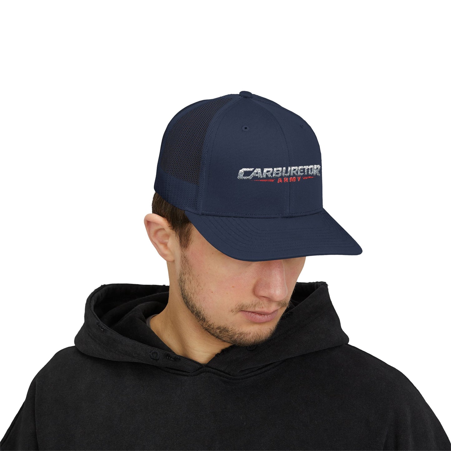 Survivor Embroidered Trucker Cap — Distressed Patriotic Snapback