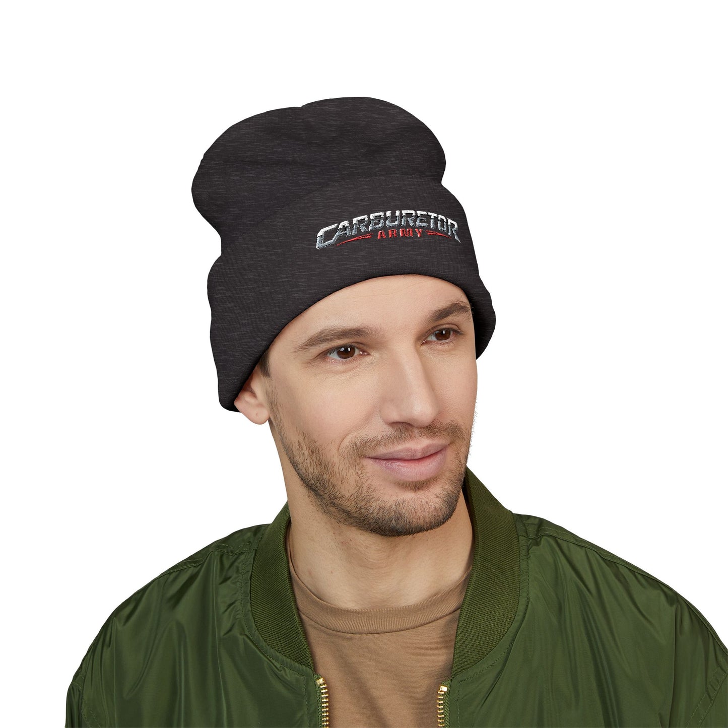 Cuffed Beanie — Carburetor Army Embroidered Logo Winter Hat
