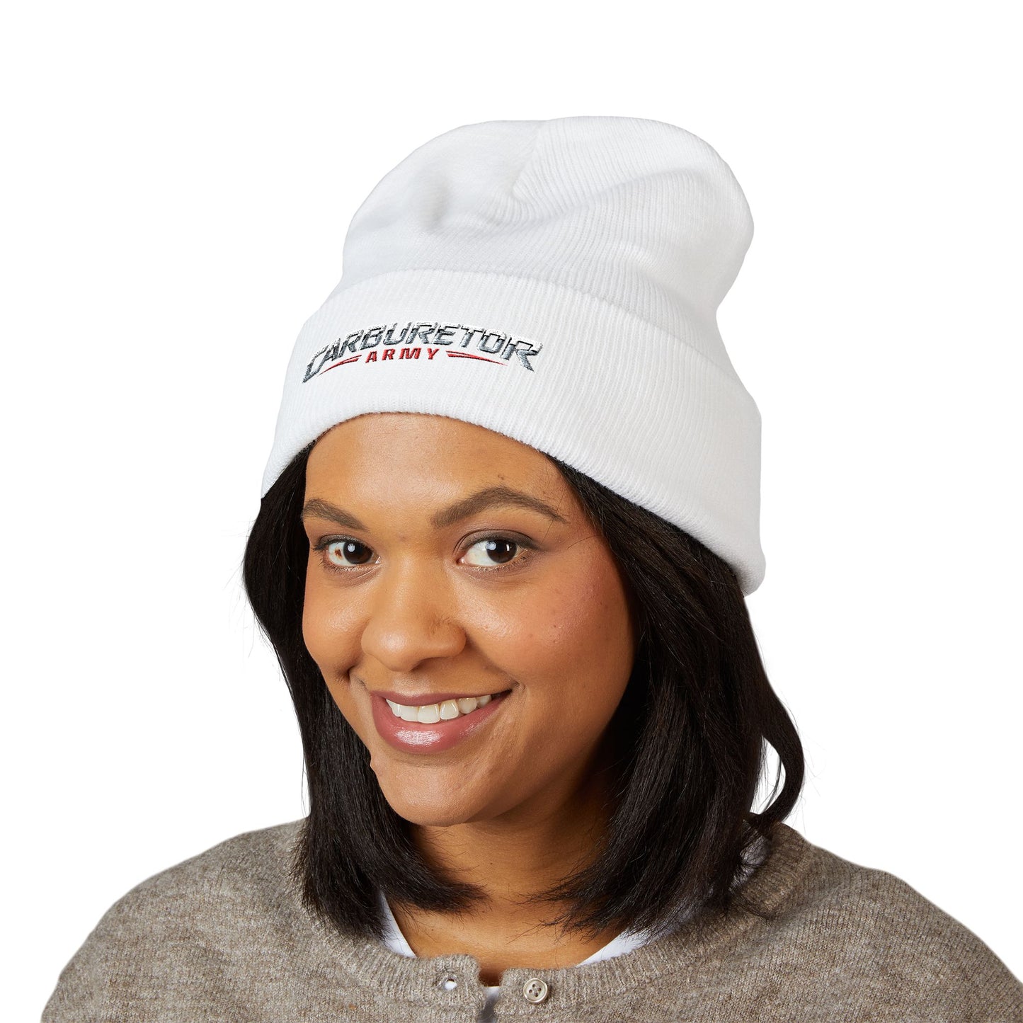 Cuffed Beanie — Carburetor Army Embroidered Logo Winter Hat